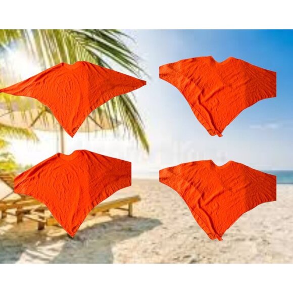 Vintage Swimsuit Cover Up One Size Orange Beach Cruise Tropical Island Vacation - Picture 8 of 10